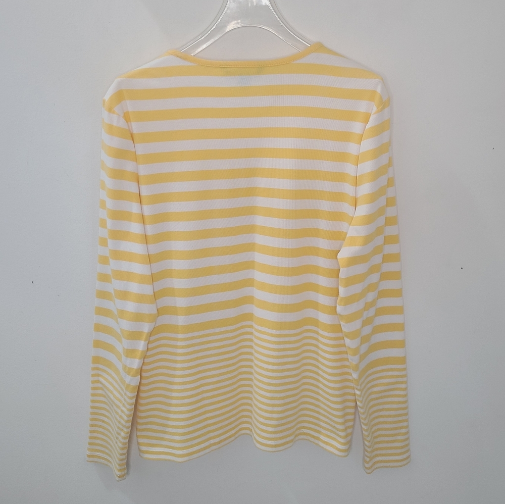 Lauren Ralph Lauren Riviera Stripe Snap-Trim Long Sleeve Slim Cotton Shirt XL - Picture 5 of 13